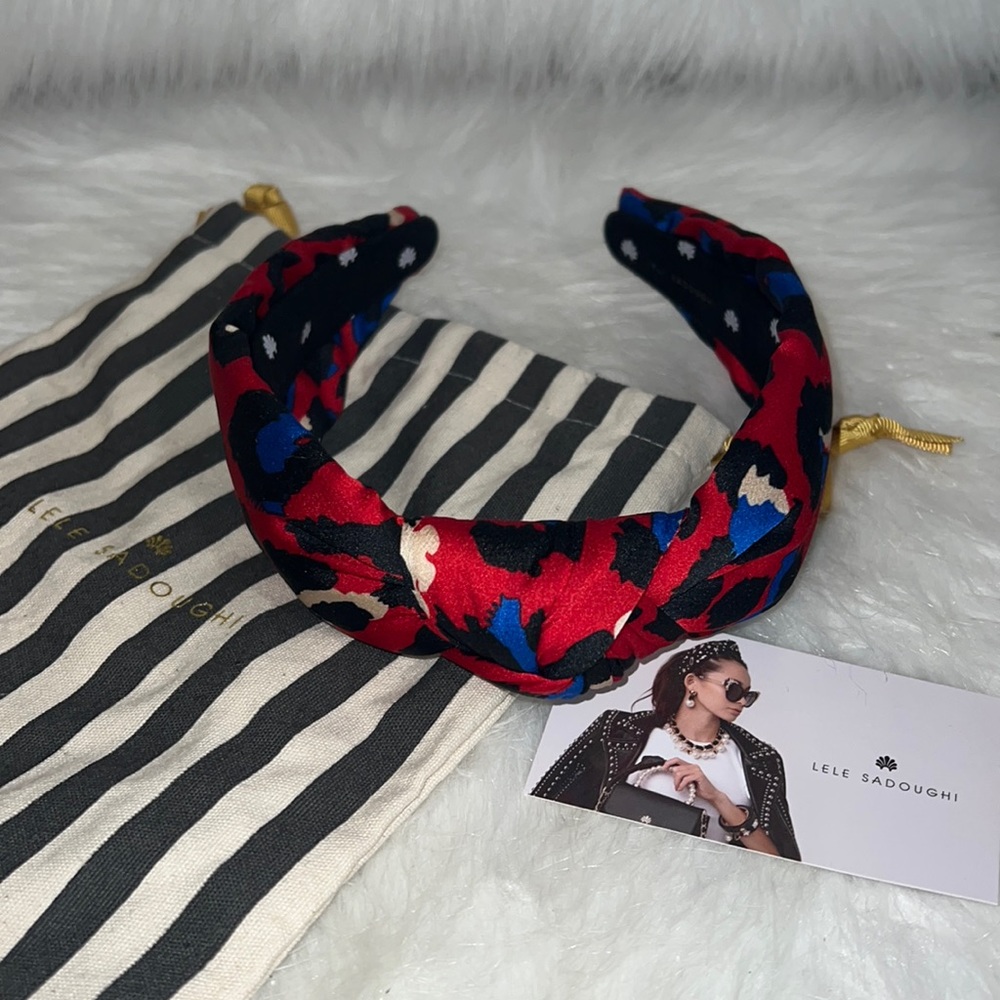 Lele Sadoughi red animal print headband
